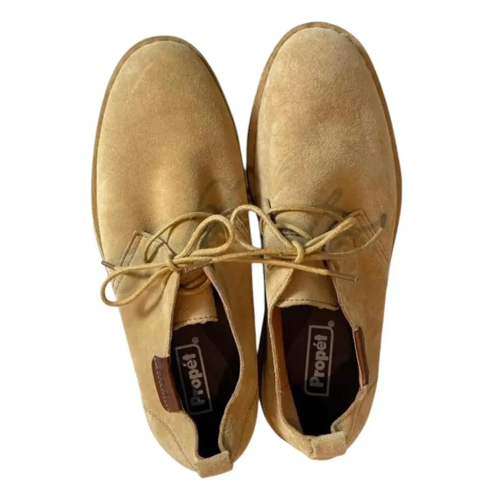 Propét Finn Suede Lace Up Oxfords Desert Camel Orthotic Friendly Shoes 10 ½ Wide